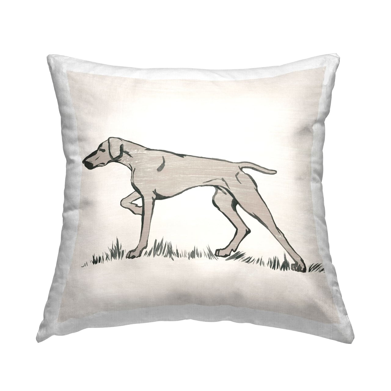 Stupell Industries Focused Hunting Dog Minimal Animal Design Throw Pillow, 18" x 18"